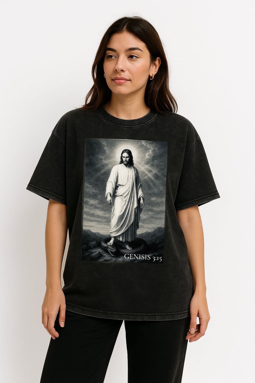 Genesis 3:15 - Acid Wash Oversize T-Shirt