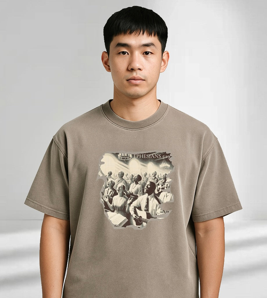 Ephesians 5:19 - Enzymes Washed T-Shirt