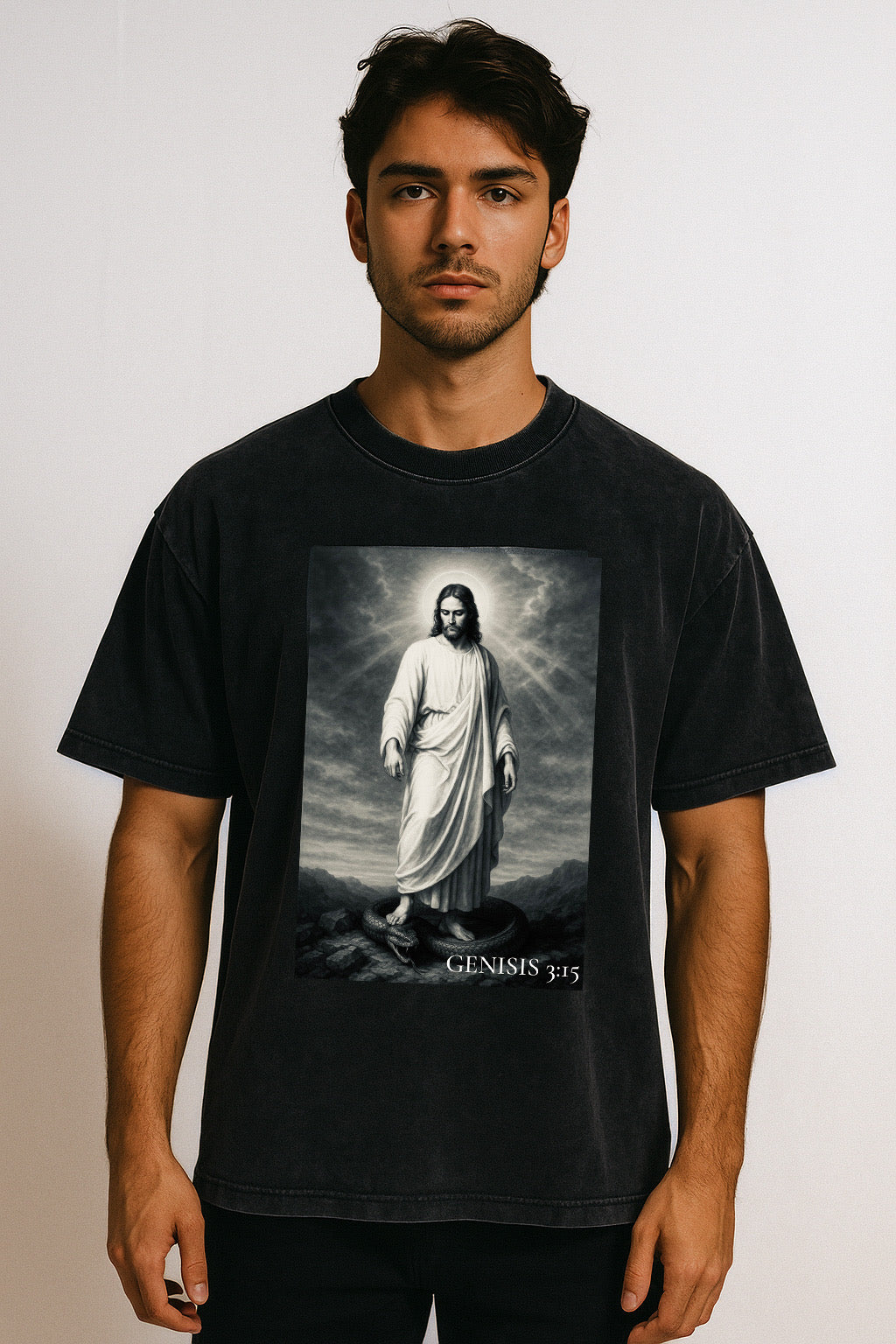 Genesis 3:15 - Acid Wash Oversize T-Shirt