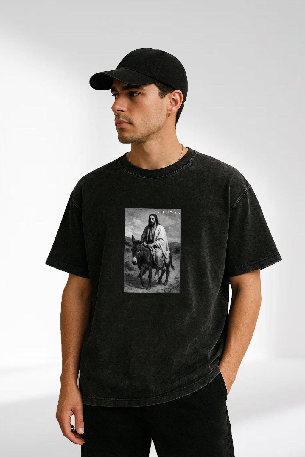 Matthew 21:5 - Acid Wash Oversized T-Shirt