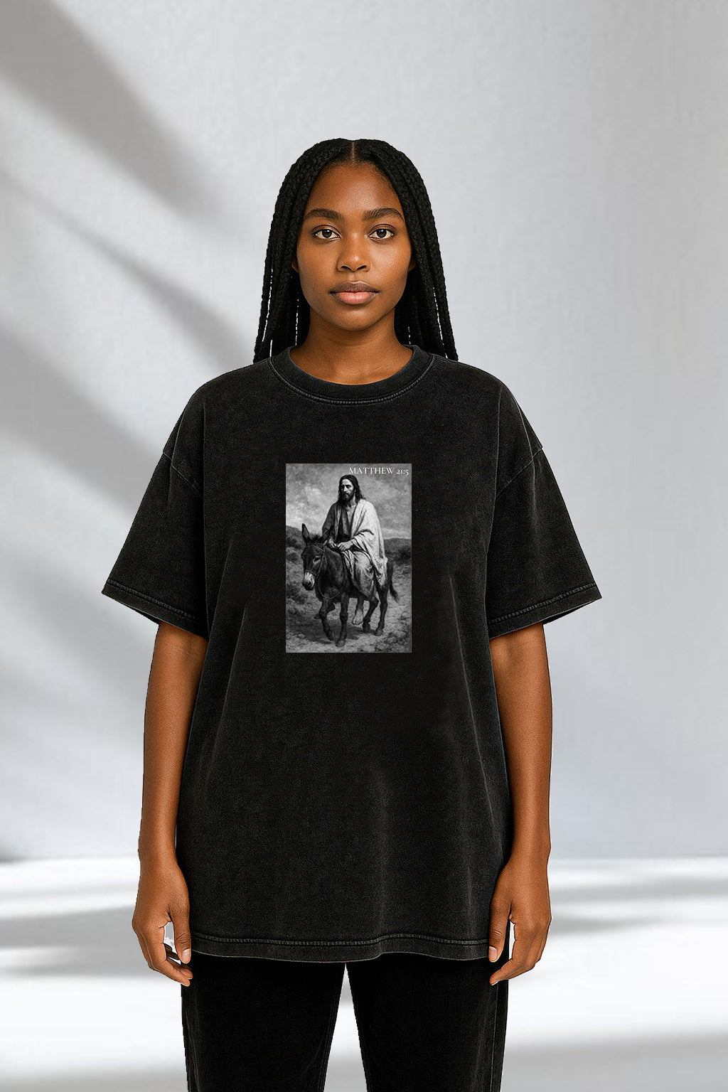Matthew 21:5 - Acid Wash Oversized T-Shirt
