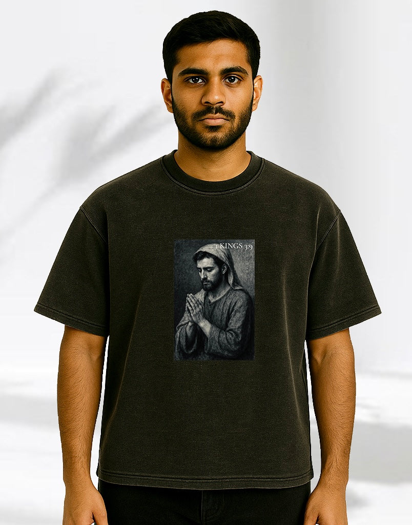 1 Kings 3:9 - Waffle-Texture Washed Boxy T-Shirt