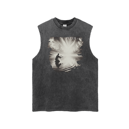 Cast all your anxiety on Him - Distressed Sleeveless Tank