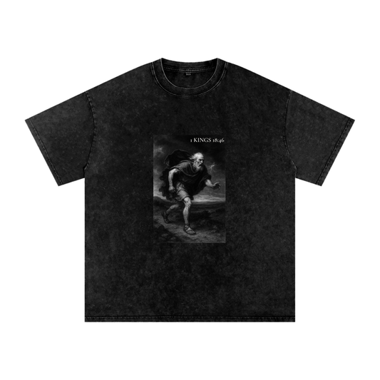 1 Kings 18:46 - Acid Wash Oversize T-Shirt - 250 GSM