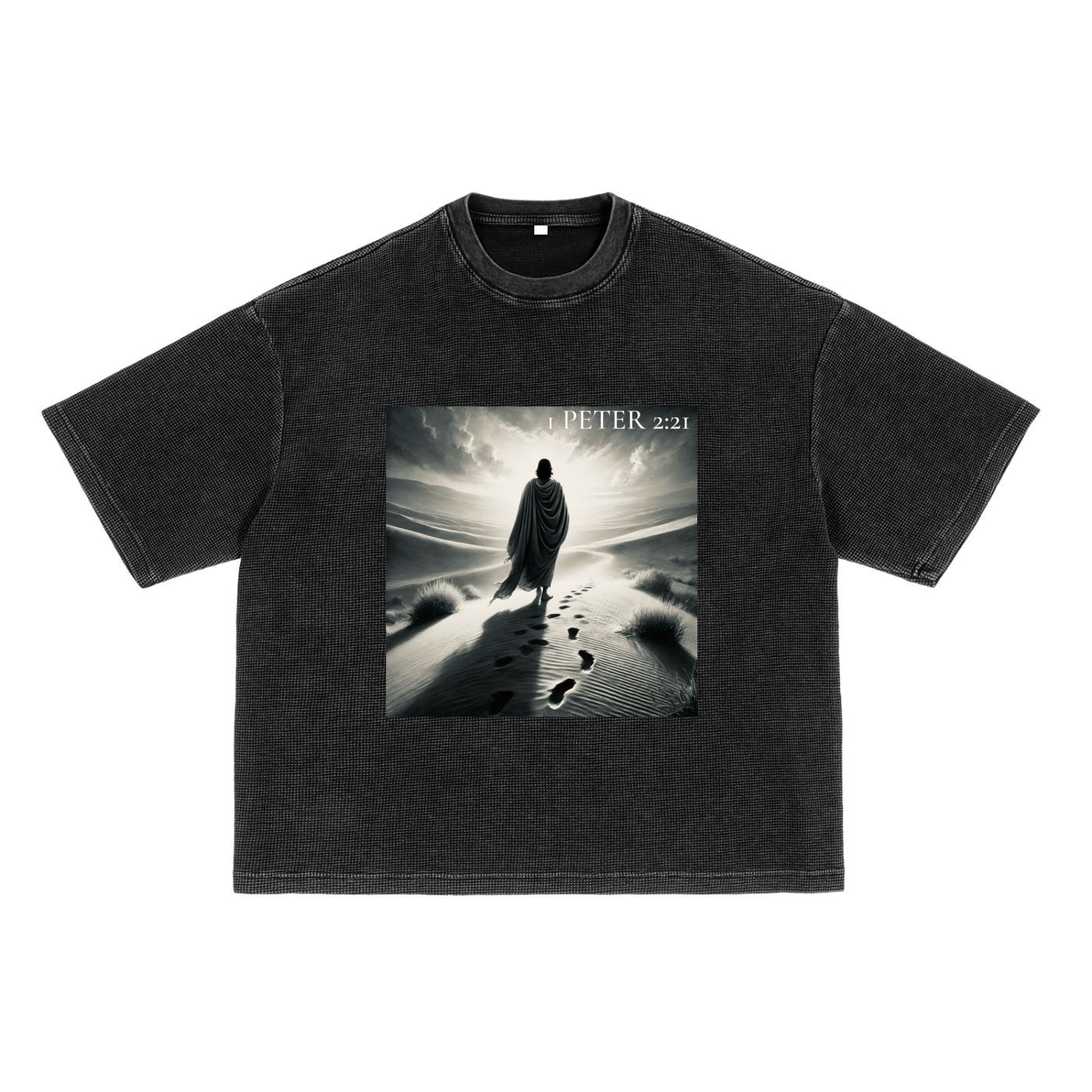 1 Peter 2:21 - Waffle-Texture Washed Boxy T-Shirt