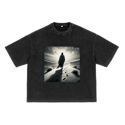 1 Peter 2:21 - Waffle-Texture Washed Boxy T-Shirt