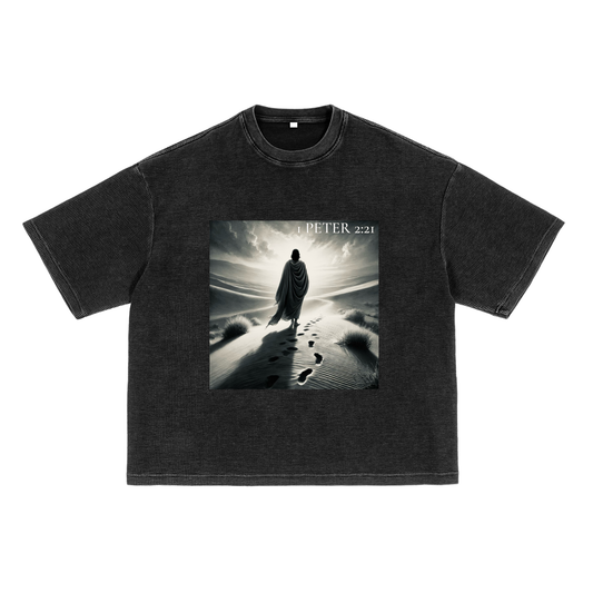 1 Peter 2:21 - Waffle-Texture Washed Boxy T-Shirt