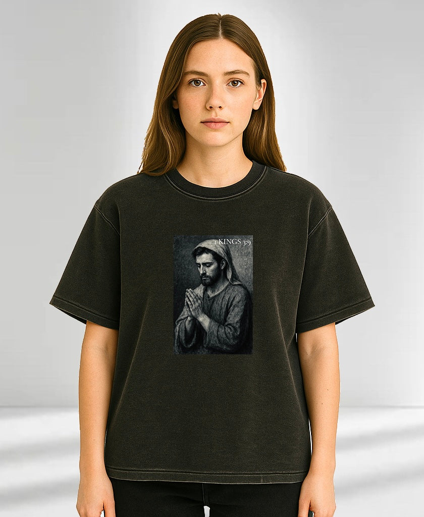 1 Kings 3:9 - Waffle-Texture Washed Boxy T-Shirt