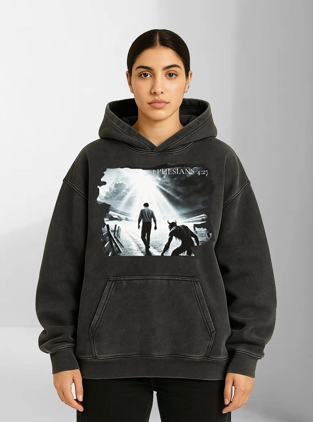 Ephesians 4:27 - Acid Wash Oversized Hoodie