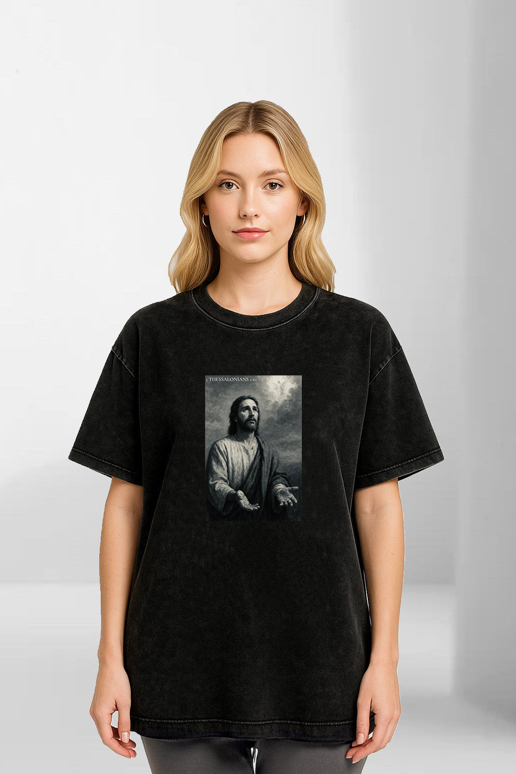 1 Thessalonians 1:10 - Acid Wash Oversized T-Shirt