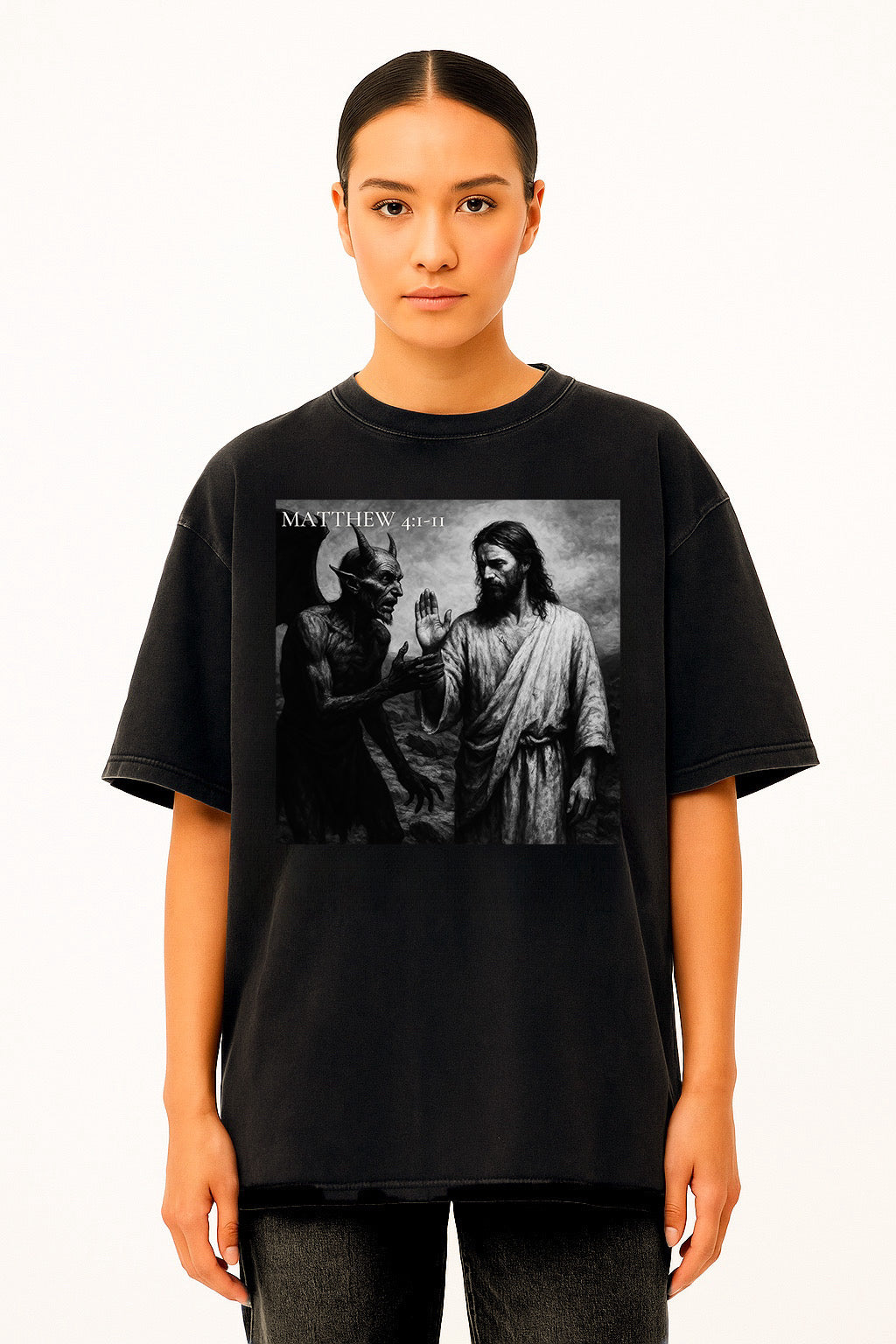 Matthew 4:1-11 - Acid Wash Oversize T-Shirt