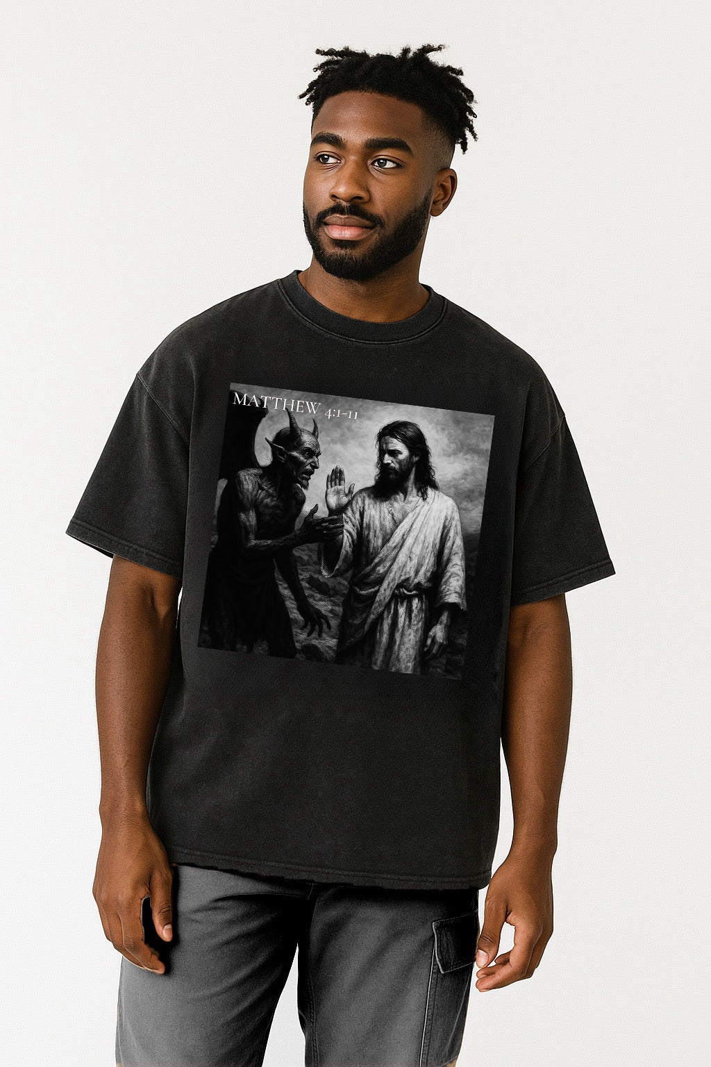 Matthew 4:1-11 - Acid Wash Oversize T-Shirt