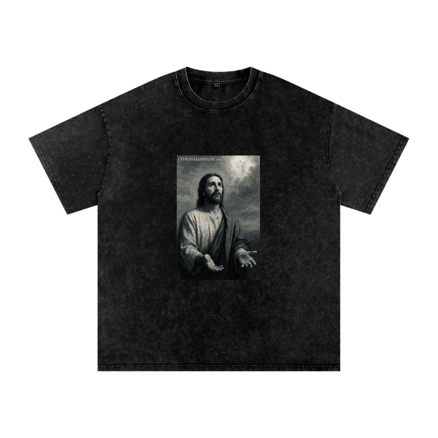 1 Thessalonians 1:10- Acid Wash Oversize T-Shirt - 250 GSM
