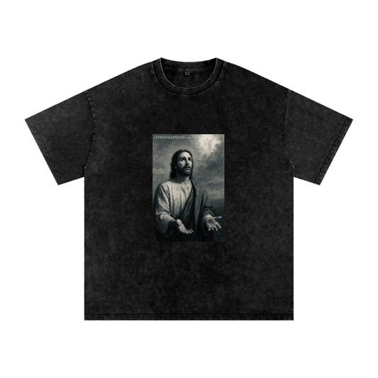 1 Thessalonians 1:10- Acid Wash Oversize T-Shirt - 250 GSM