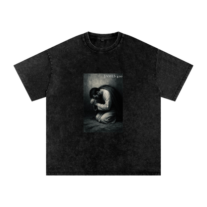 James 4:10 - Acid Wash Oversize T-Shirt - 250 GSM