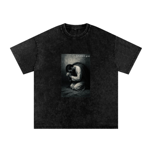 James 4:10 - Acid Wash Oversize T-Shirt - 250 GSM